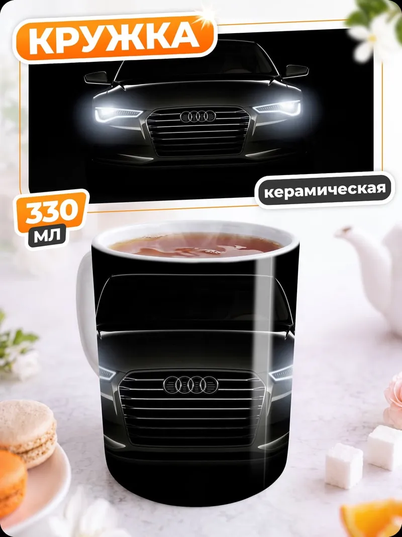 Кружка керамическая темный автомобиль Audi