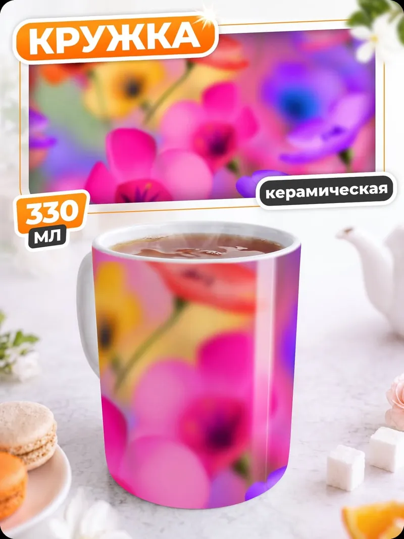 Кружка керамическая Яркие цветы