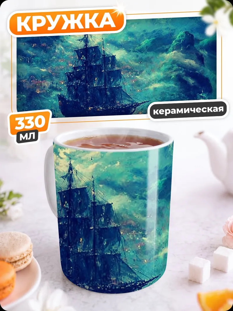 Кружка керамическая Корабль в шторме