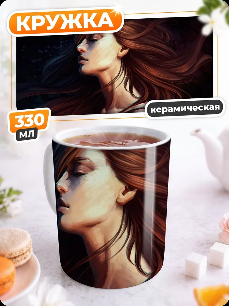 Кружка керамическая Рыжеволосая красавица