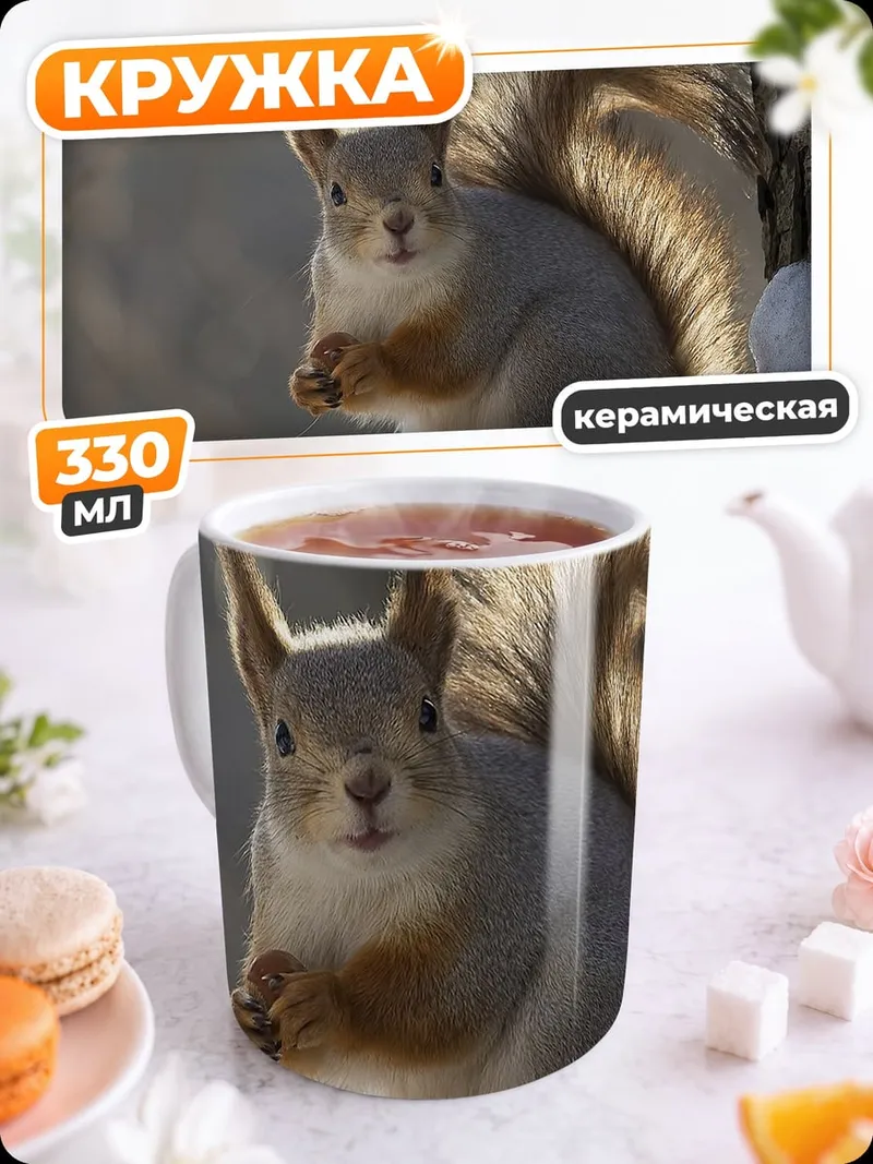 Кружка керамическая Белка зимой