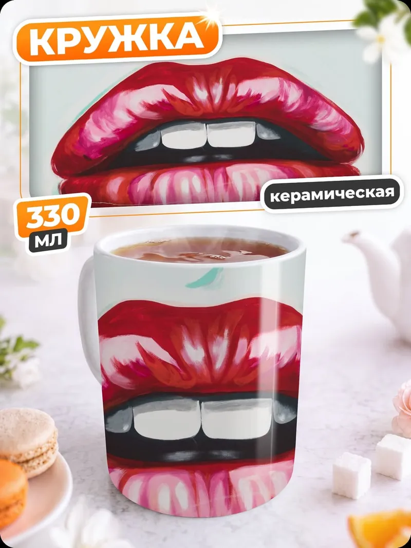 Кружка керамическая Красные губы