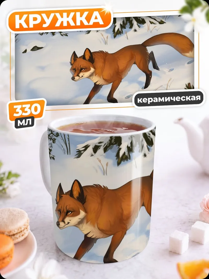 Кружка керамическая Лиса в снегу