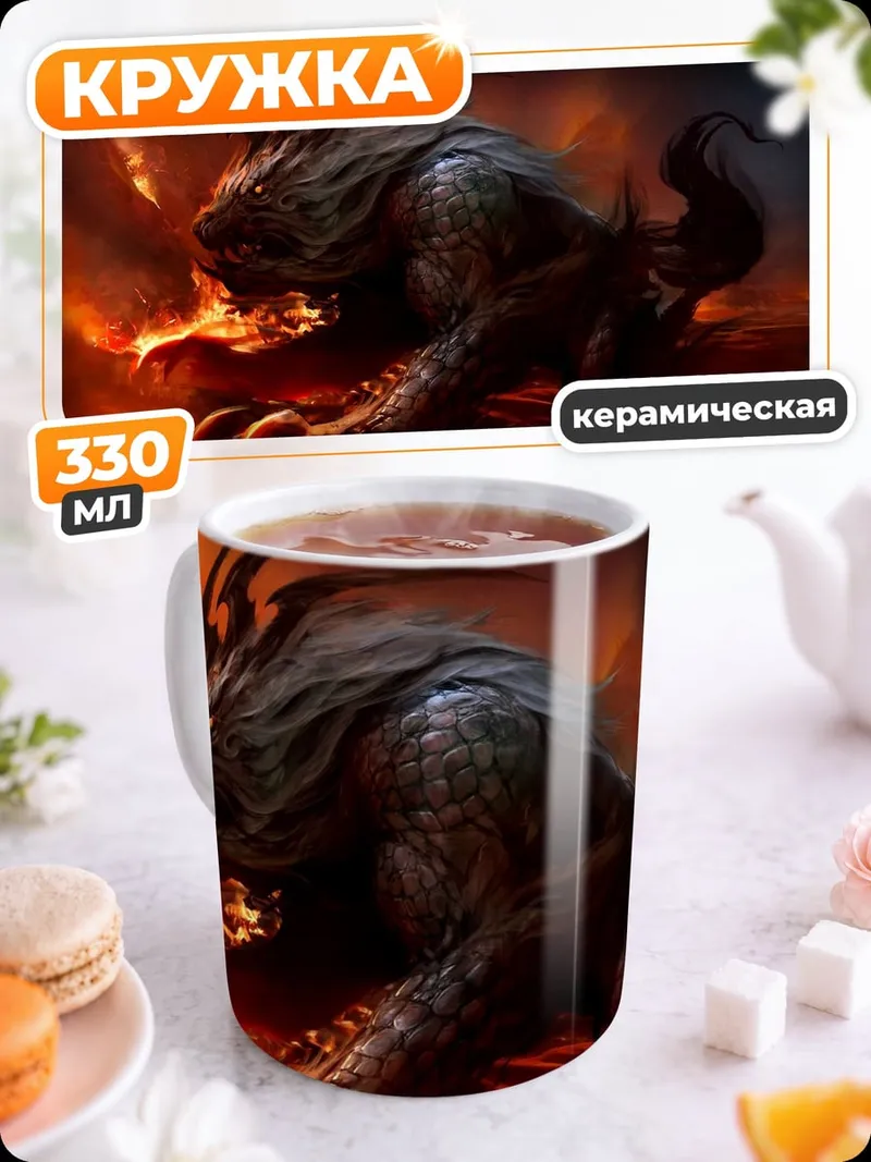Кружка керамическая огненный зверь