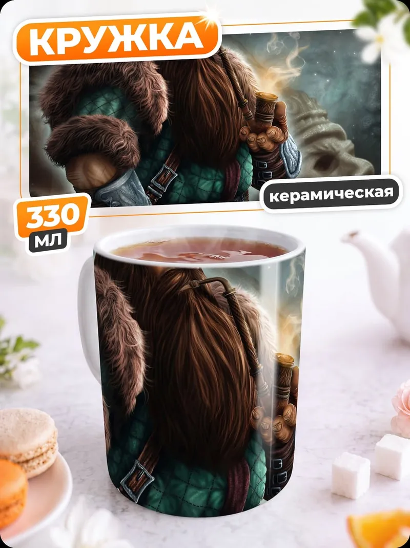 Кружка керамическая Гном маг с посохом