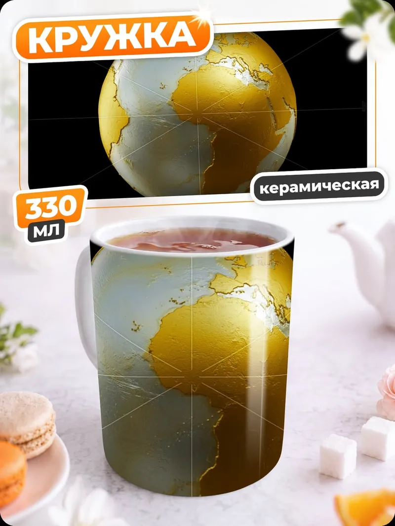 Кружка керамическая Золотой глобус