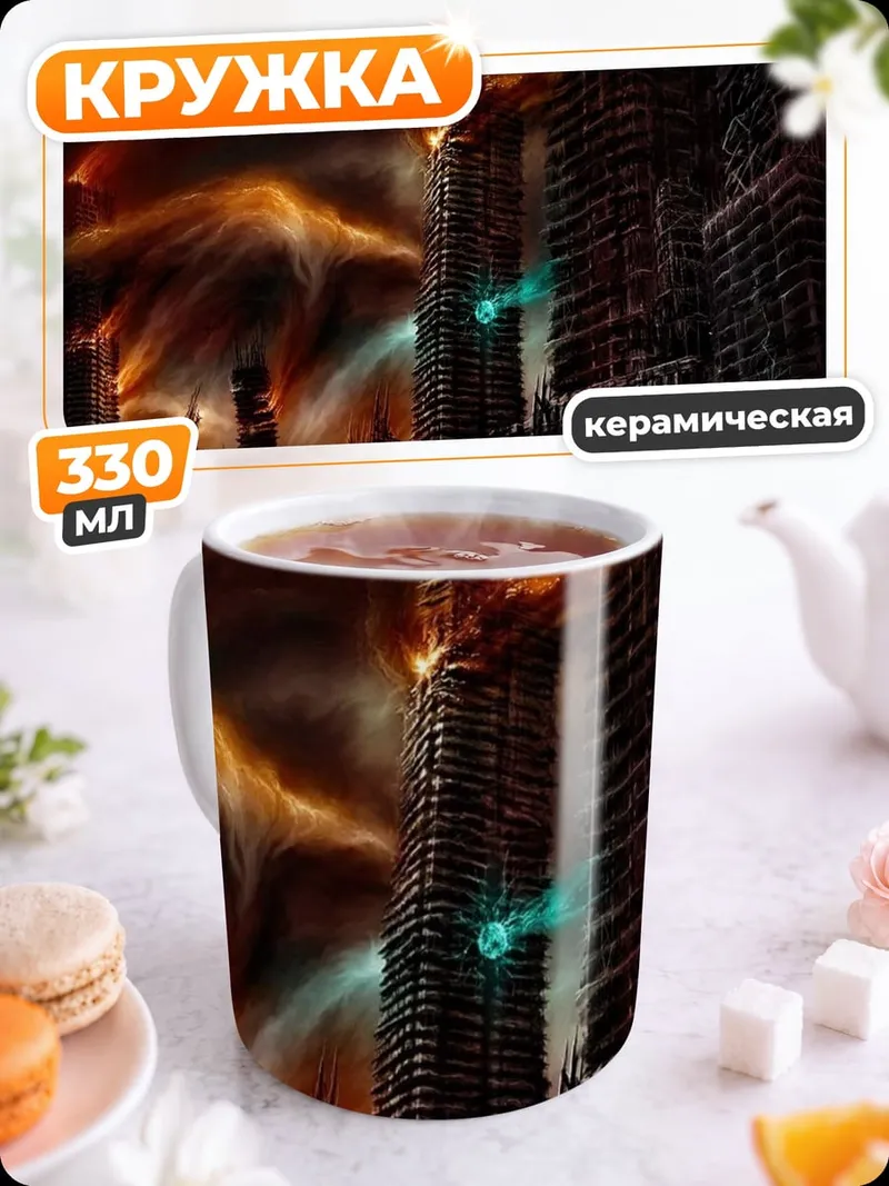 Кружка керамическая Разрушенный город
