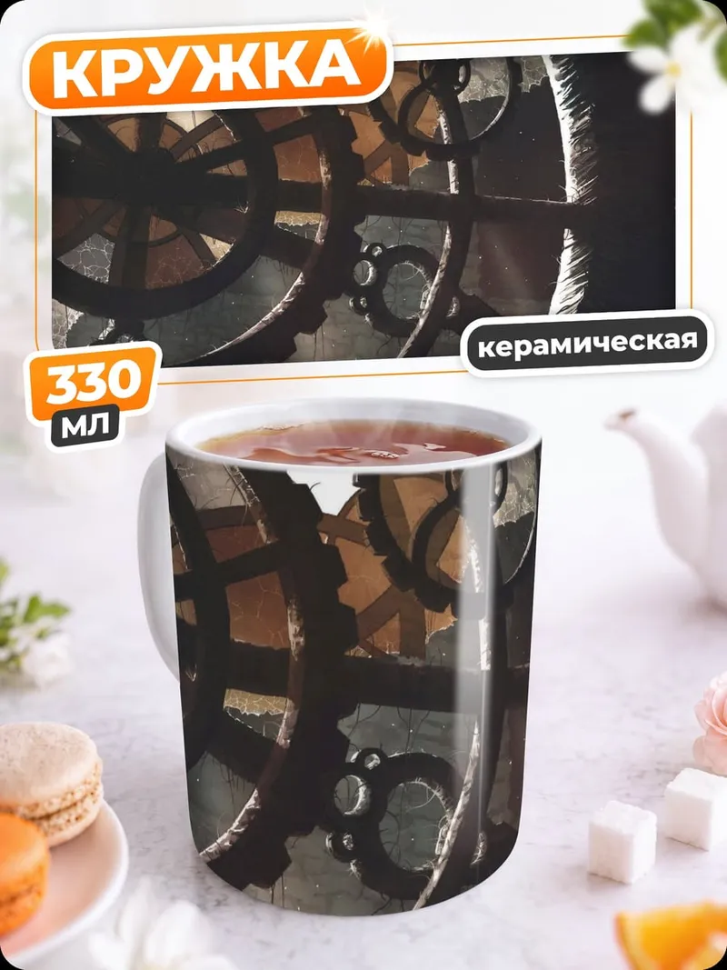 Кружка керамическая часовой механизм