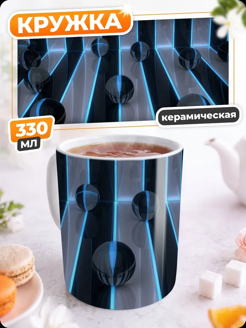 Кружка керамическая Неоновые сферы