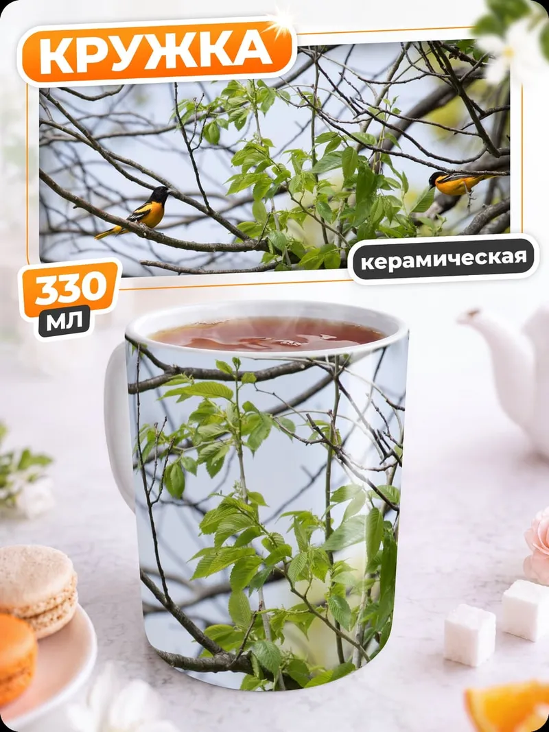 Кружка керамическая Птицы на ветках