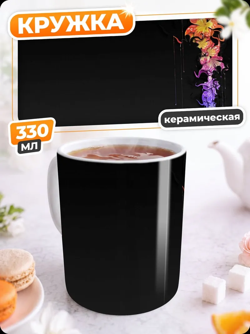 Кружка керамическая Цветочная абстракция