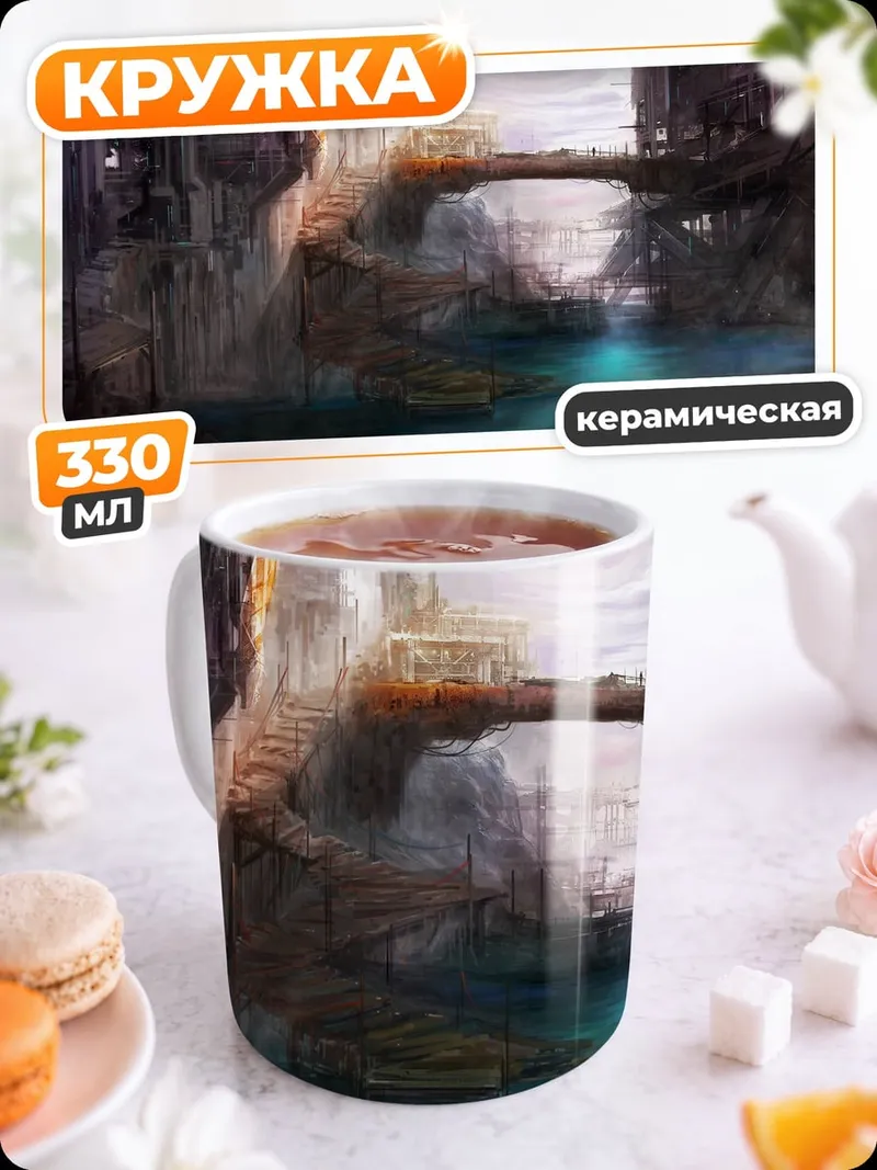 Кружка керамическая Фантастический город