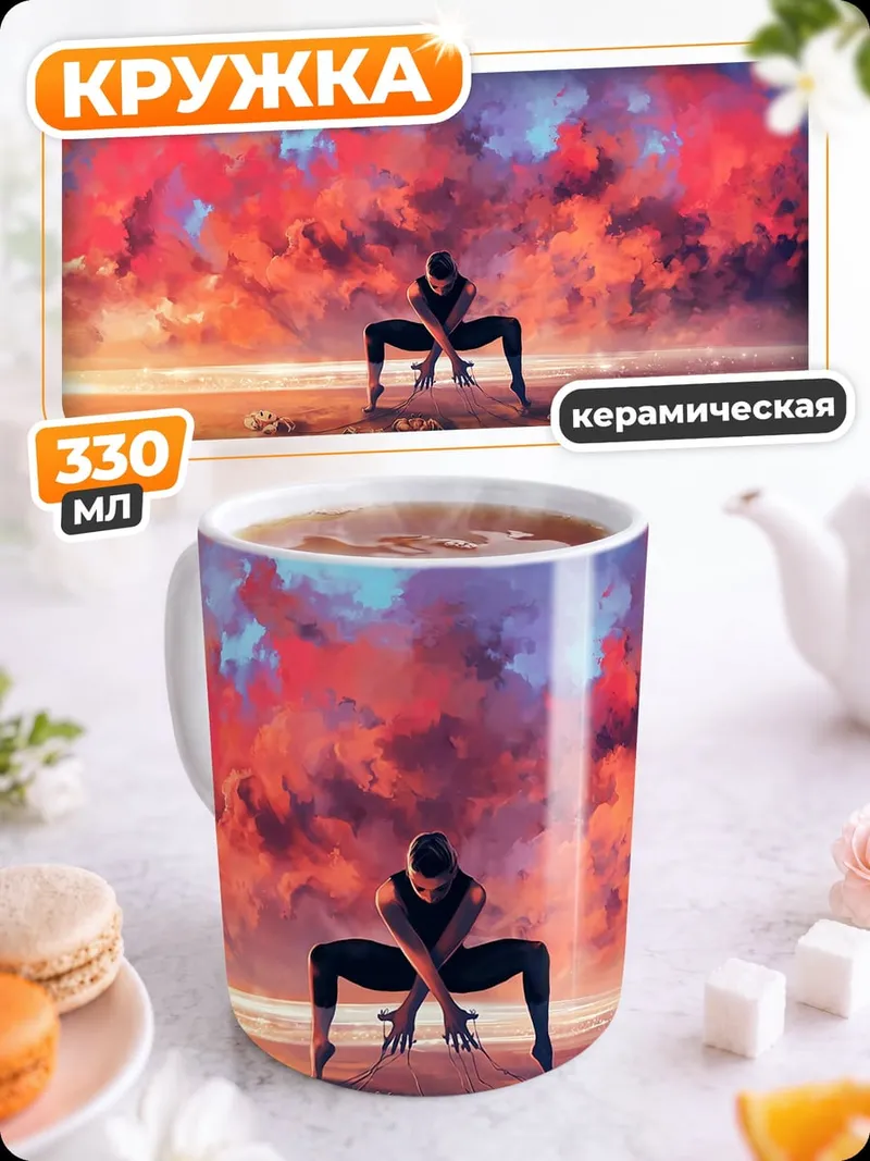Кружка керамическая Человек в пустыне