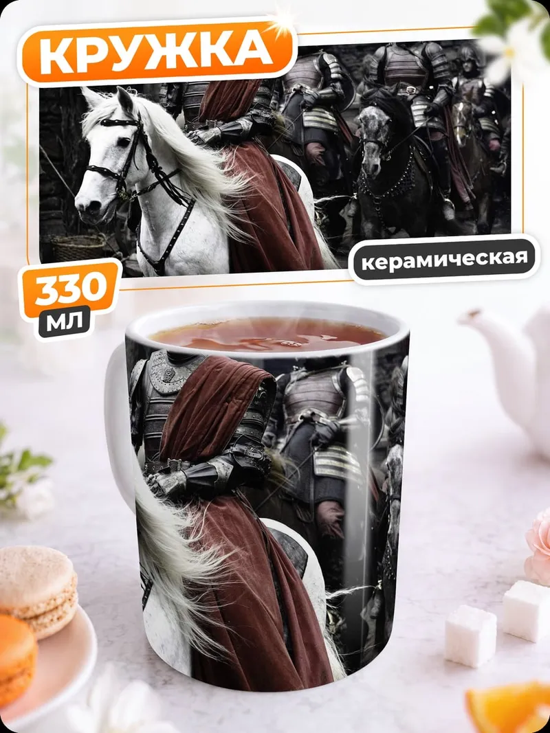 Кружка керамическая рыцари на конях