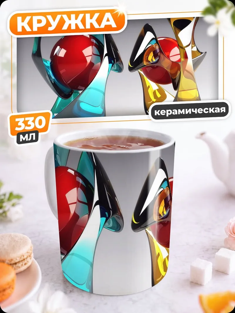 Кружка керамическая стеклянная скульптура абстракция
