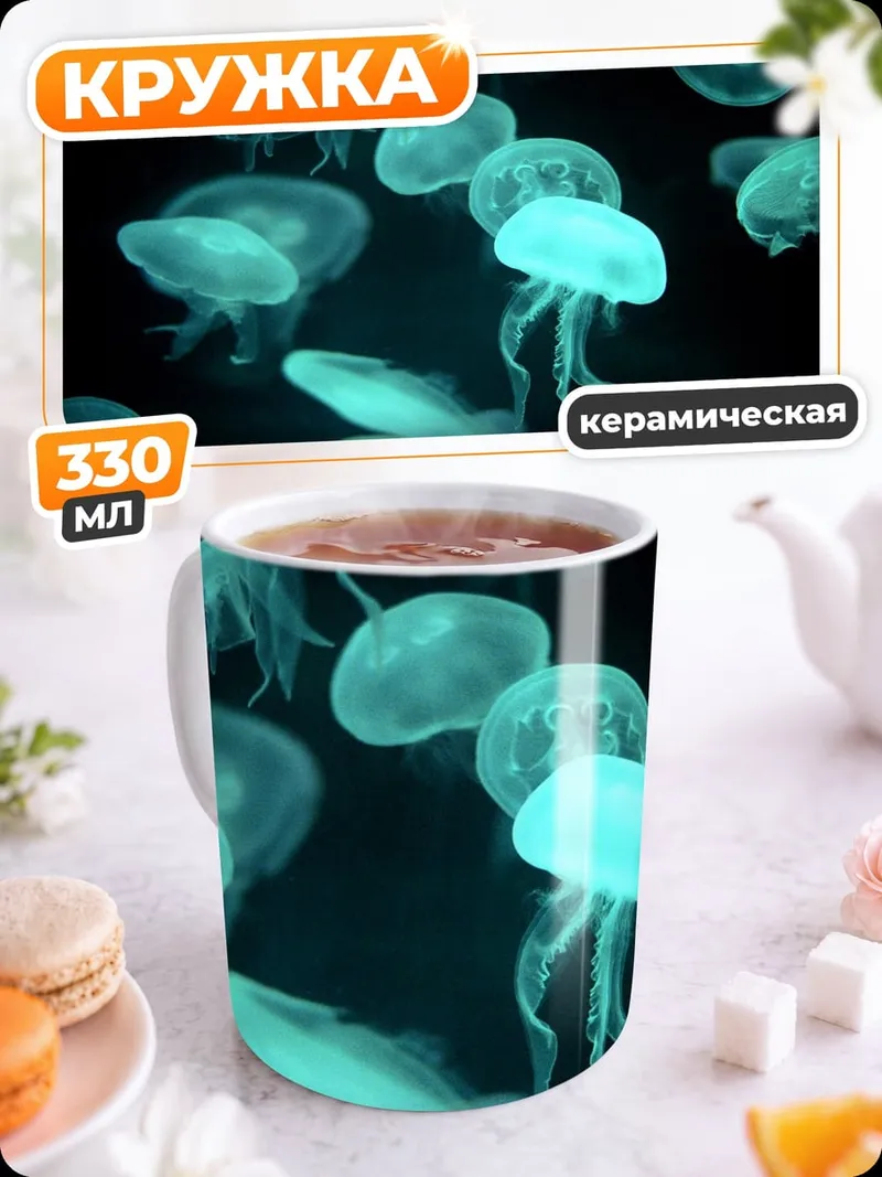 Кружка керамическая Светящиеся медузы
