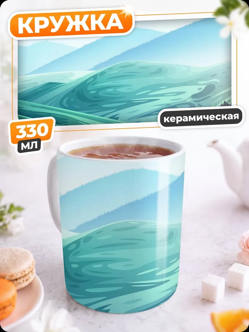 Кружка керамическая Зеленые холмы