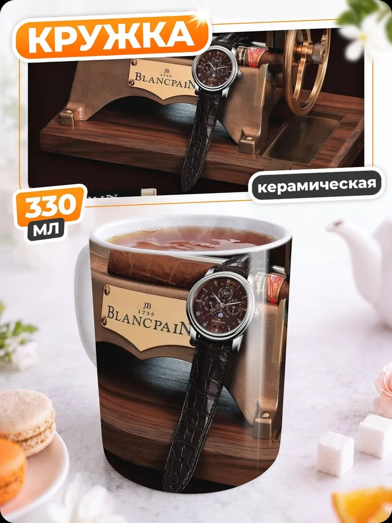Кружка керамическая Часы и сигара