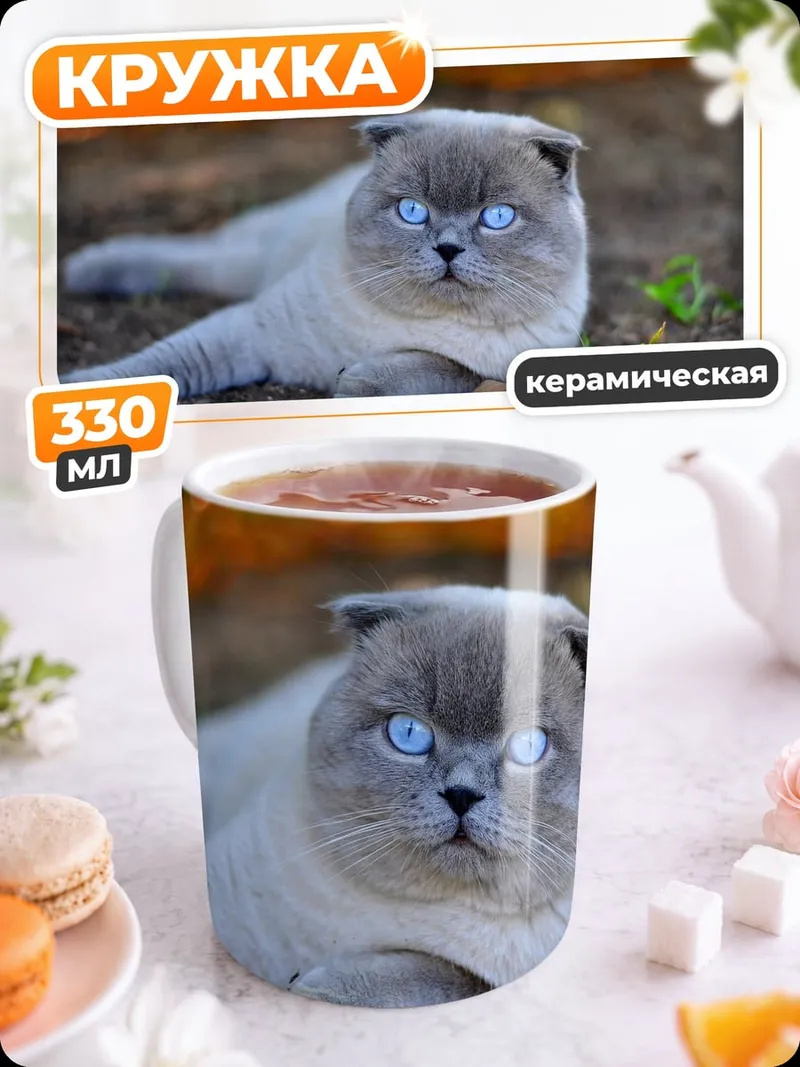 Кружка керамическая Кот с голубыми глазами