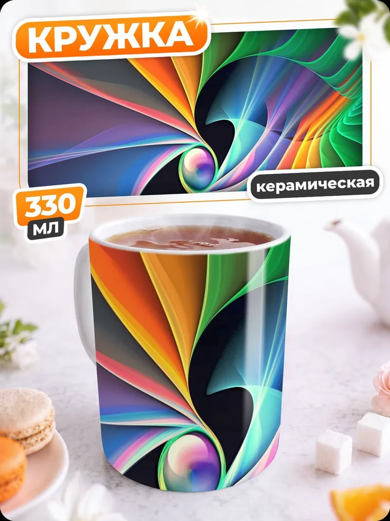 Кружка керамическая Радужный вихрь цвета
