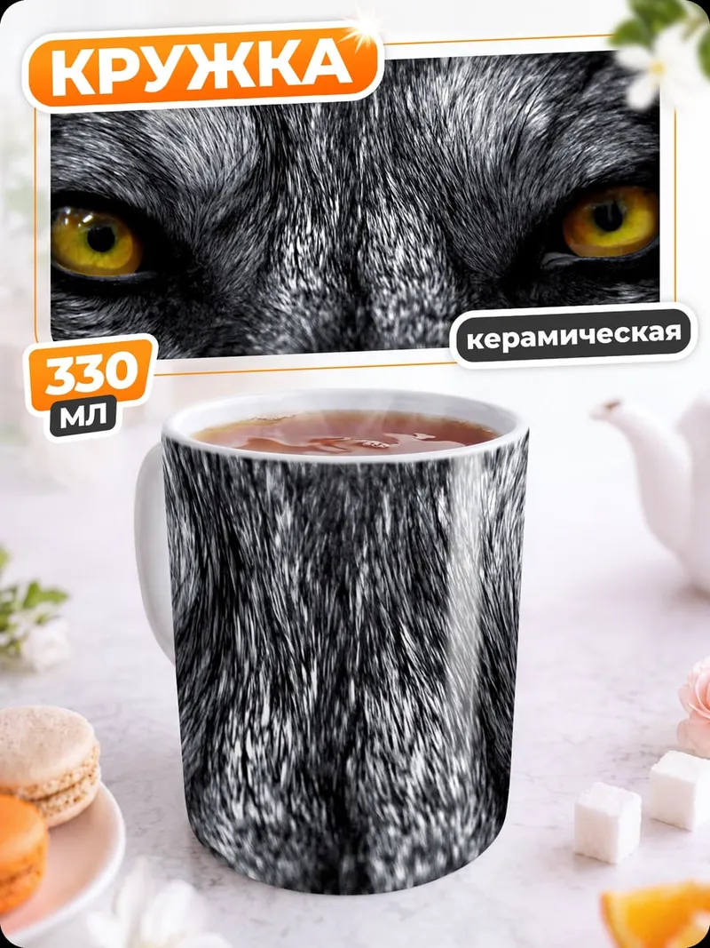 Кружка керамическая Глаза волка