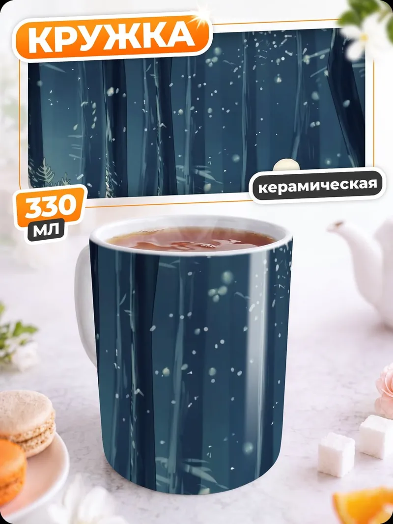 Кружка керамическая Белая сова в лесу