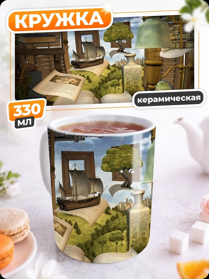 Кружка керамическая Книжная полка