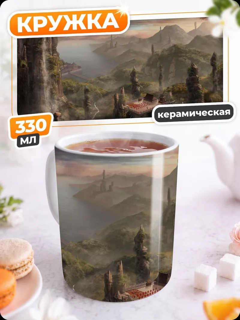 Кружка керамическая фэнтези мир горы