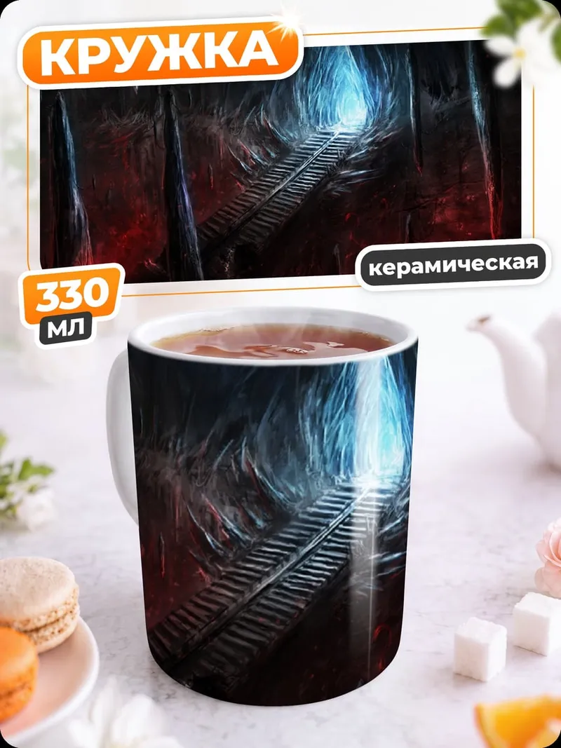 Кружка керамическая темный туннель свет