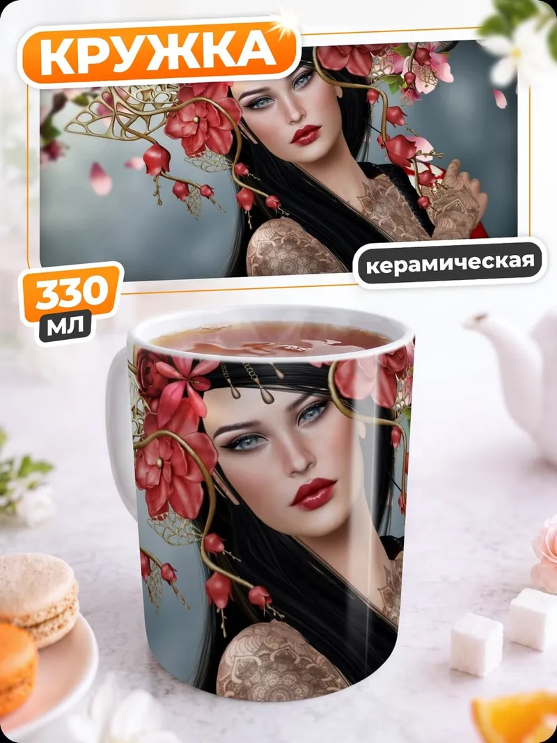 Кружка керамическая Японская принцесса сакуры