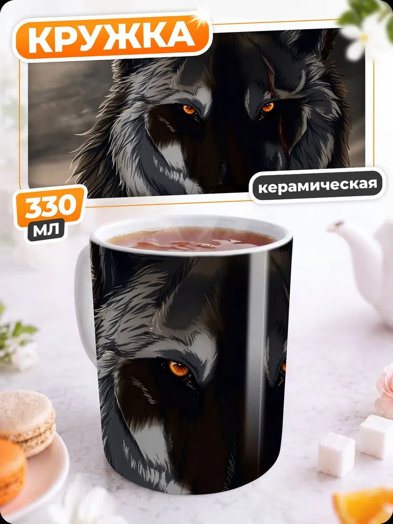 Кружка керамическая Зловещий волк