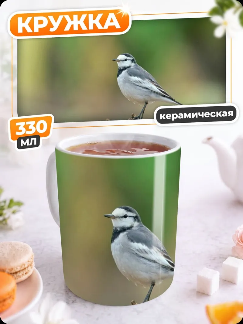Кружка керамическая Белая трясогузка
