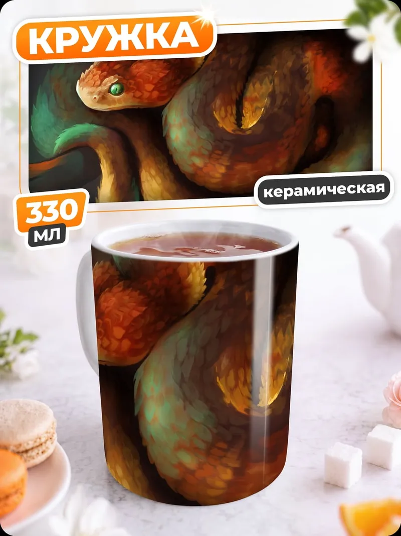 Кружка керамическая Огненная змея