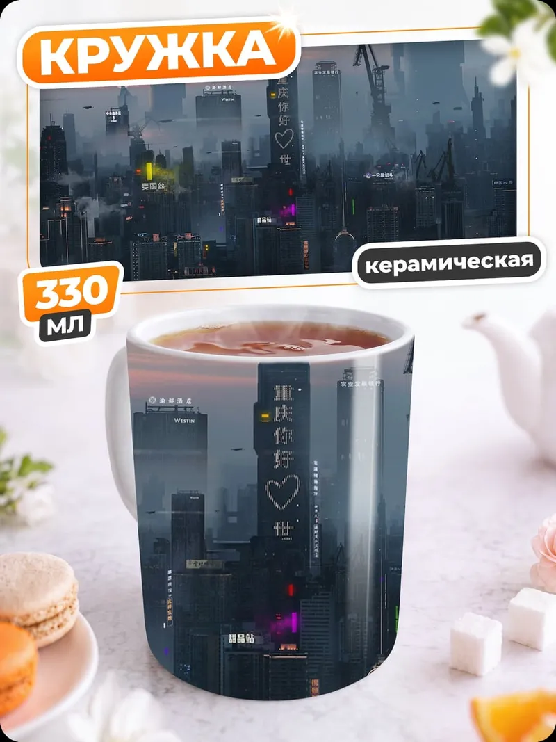 Кружка керамическая Футуристический город