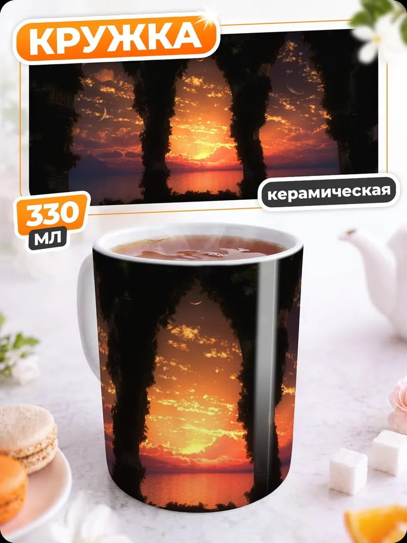 Кружка керамическая Закат над океаном