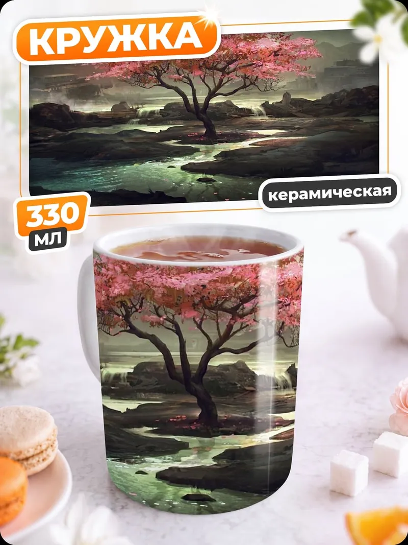 Кружка керамическая Цветущее дерево