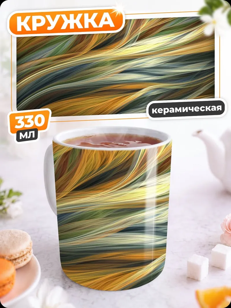 Кружка керамическая Цветные волны