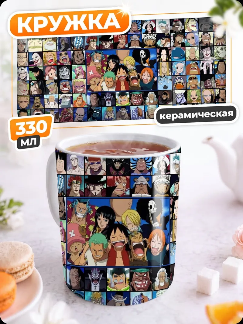 Кружка керамическая Коллаж персонажей аниме