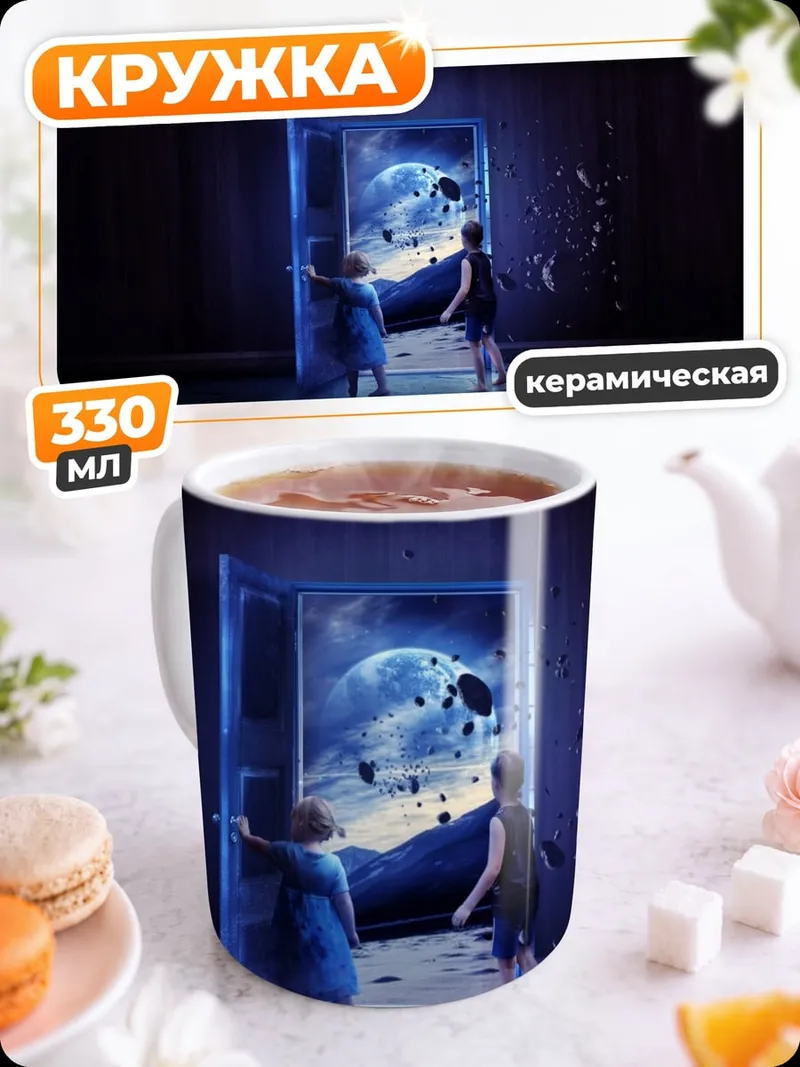 Кружка керамическая Дети смотрят в портал