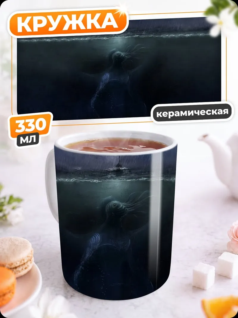 Кружка керамическая Подводный мир корабль