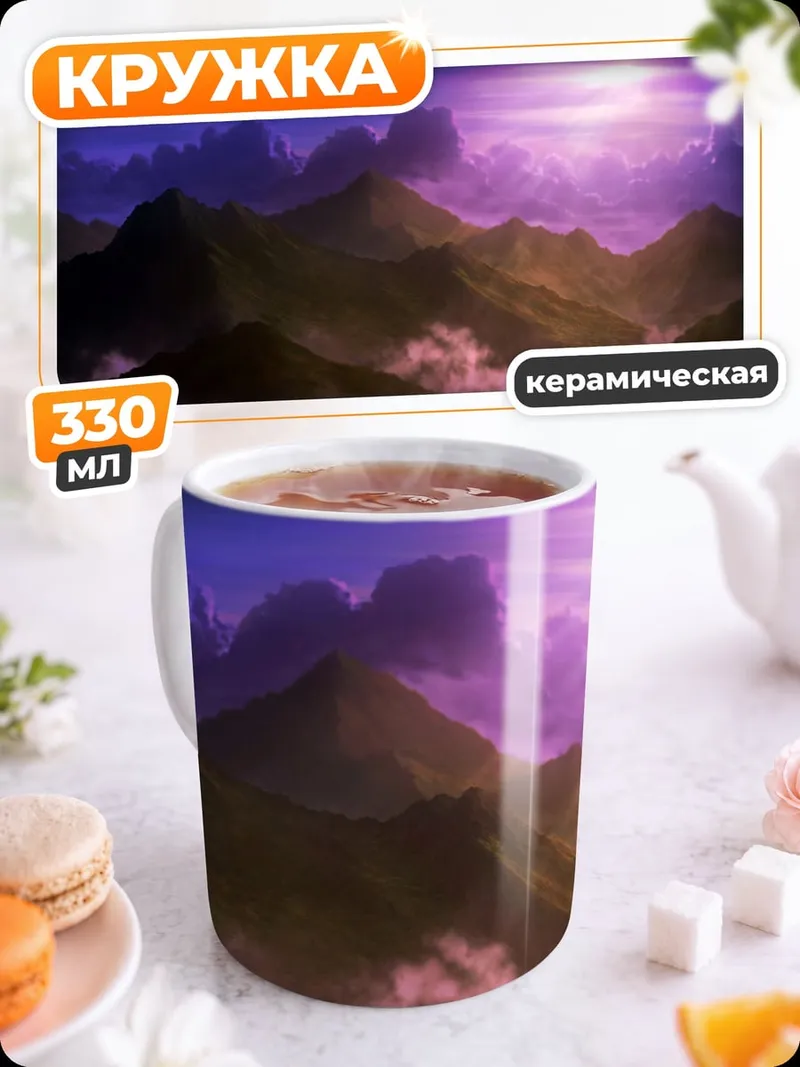 Кружка керамическая Фиолетовые горы