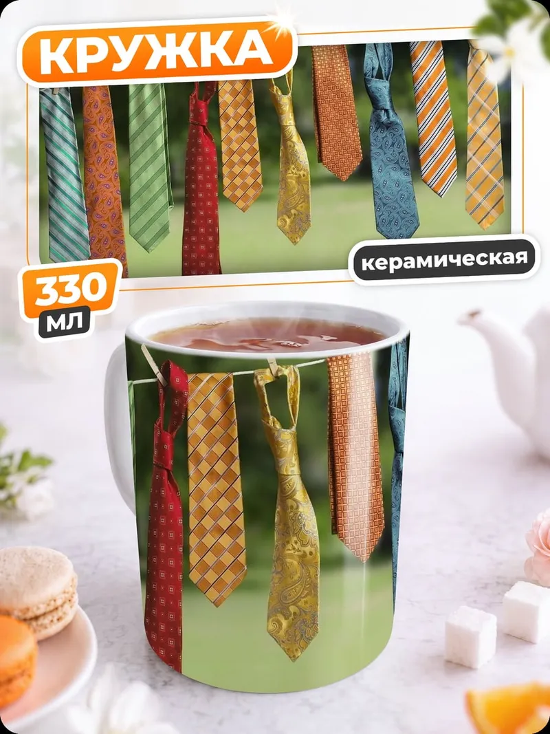 Кружка керамическая Галстуки на веревке