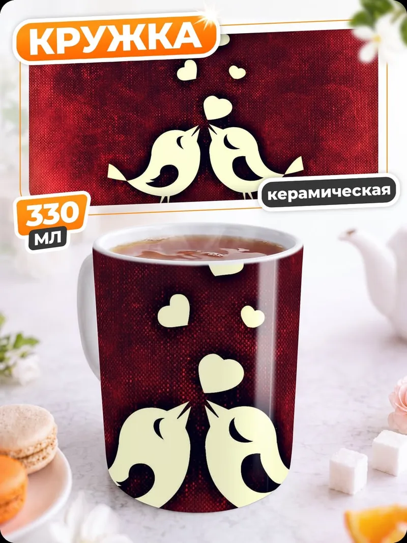 Кружка керамическая Птички любви
