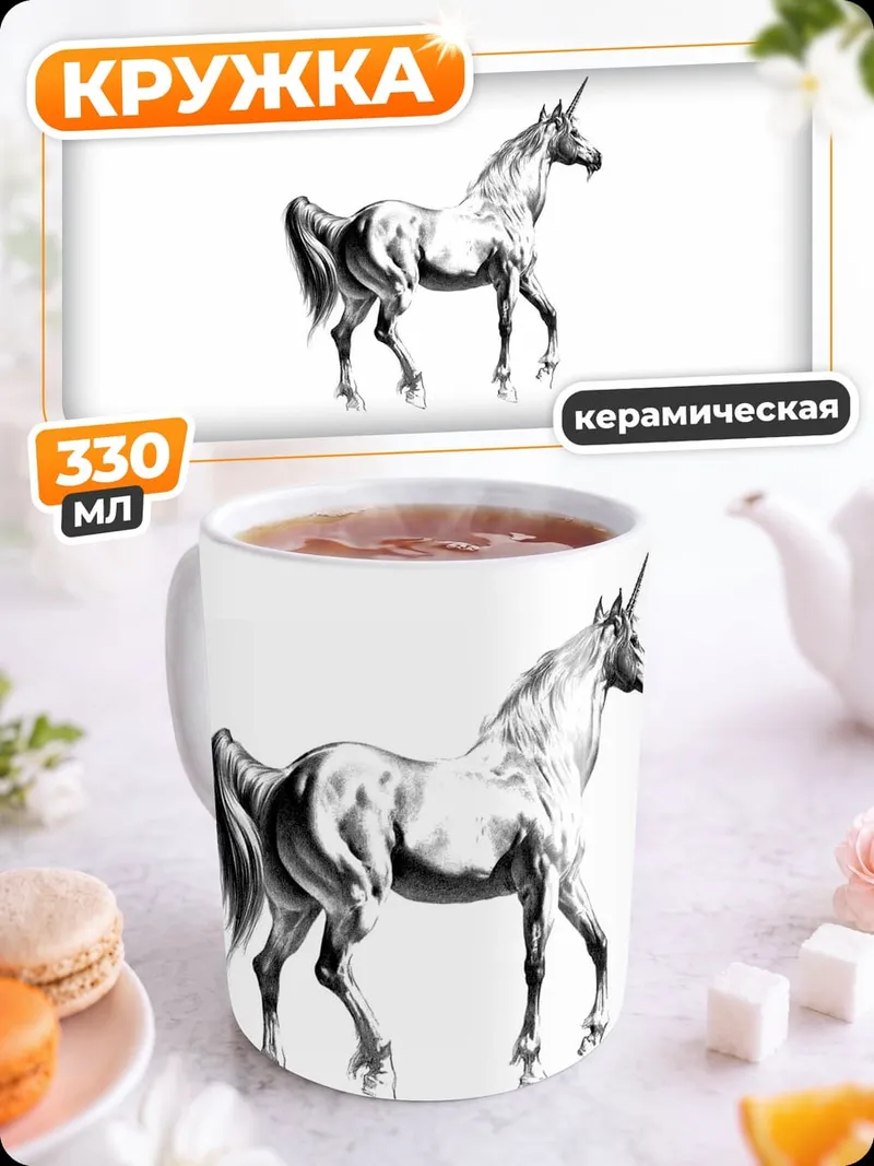 Кружка керамическая Белый единорог