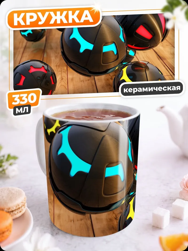 Кружка керамическая футуристичные сферы