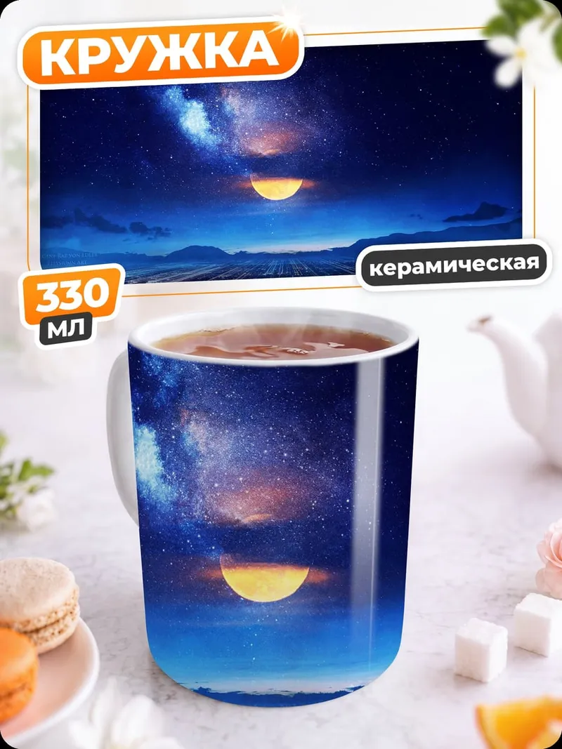 Кружка керамическая Ночной город космос