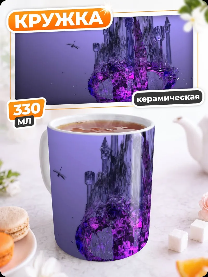 Кружка керамическая фиолетовый замок