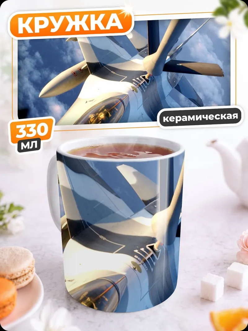 Кружка керамическая истребитель в небе