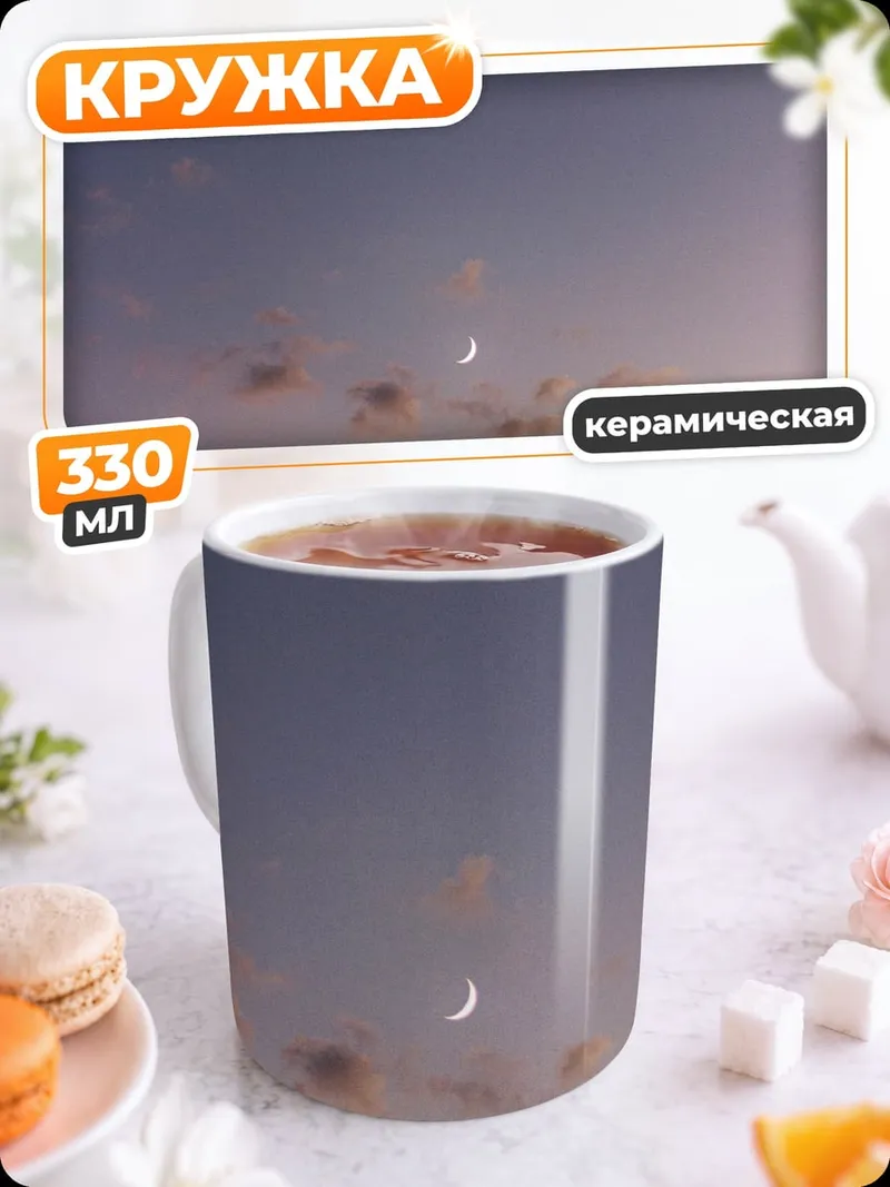 Кружка керамическая Полумесяц в небе