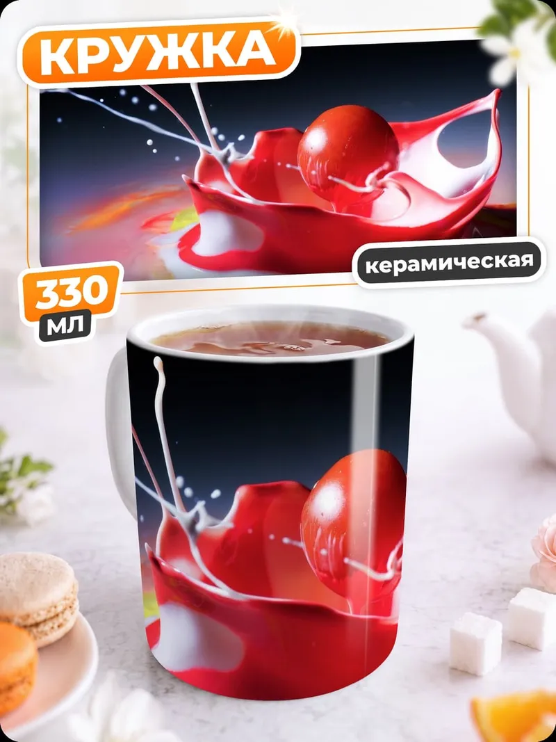 Кружка керамическая Красный шар в брызгах